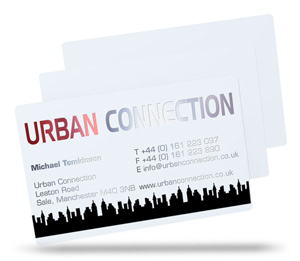 white plastic business cards